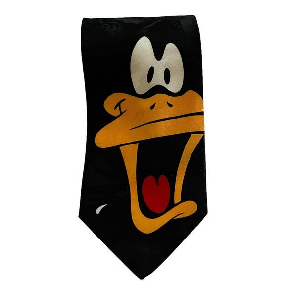 Looney Tunes Mania Vintage Black Daffy Duck Sweat Eyes Novelty Neck Tie - Picture 2 of 7